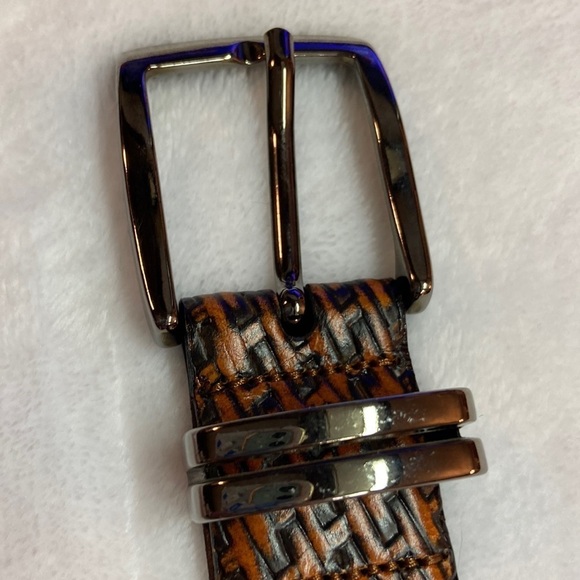 Genuine Italian Leather Belt 36 Bronze-like Silver Buckle EUC main image 12